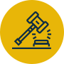 Icon of a gavel: Symbolizes criminal defense expertise.