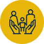 Icon of hands holding a family: Denotes family law expertise.