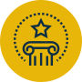 Icon of a pillar with a star: Indicates jury trial success.