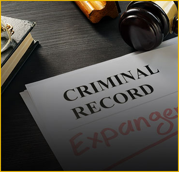Document titled 'CRIMINAL RECORD' with a gavel, for expungement.